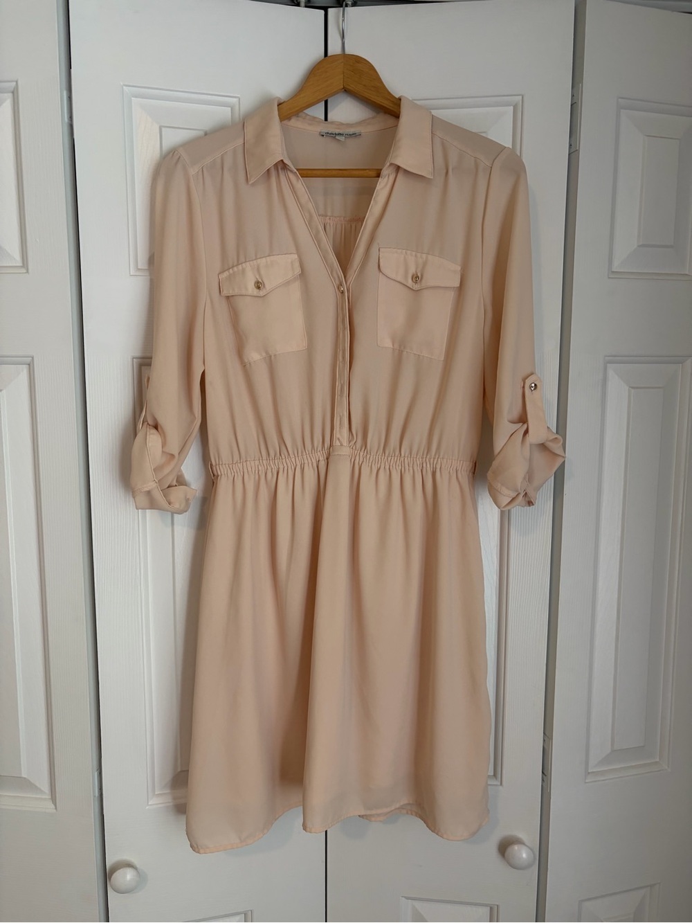 Charlotte Russe Cream Button-Front Shift Dress